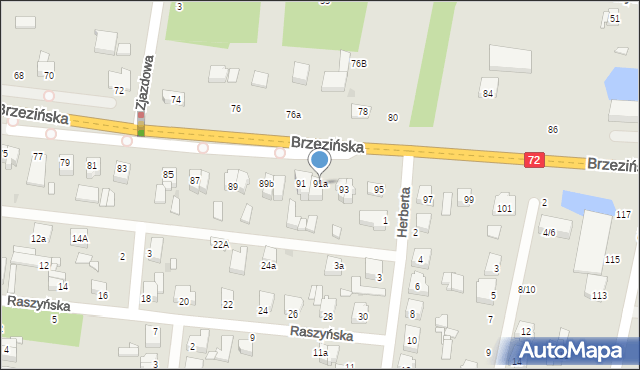 Łódź, Brzezińska, 91a, mapa Łodzi