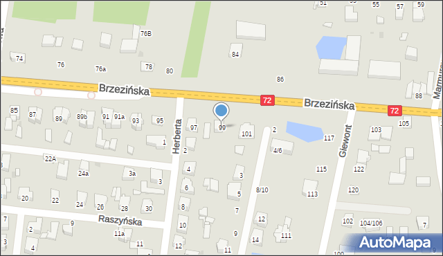 Łódź, Brzezińska, 99, mapa Łodzi