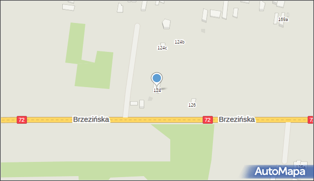 Łódź, Brzezińska, 124, mapa Łodzi