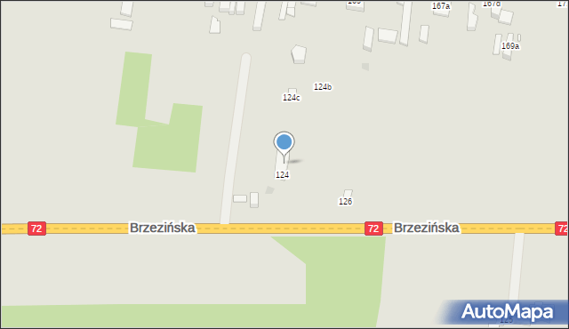 Łódź, Brzezińska, 124a, mapa Łodzi