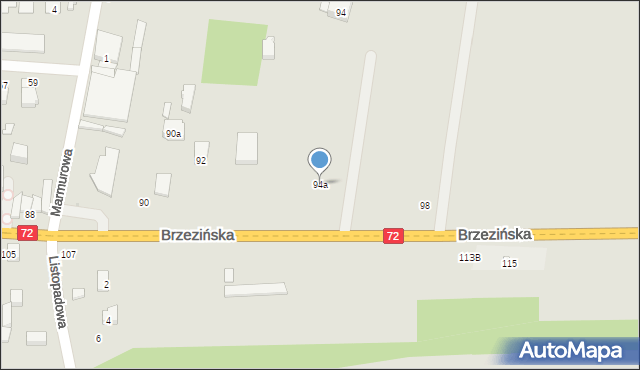 Łódź, Brzezińska, 94a, mapa Łodzi