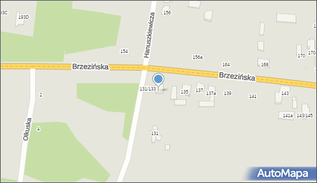 Łódź, Brzezińska, 133, mapa Łodzi