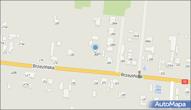 Łódź, Brzezińska, 184, mapa Łodzi