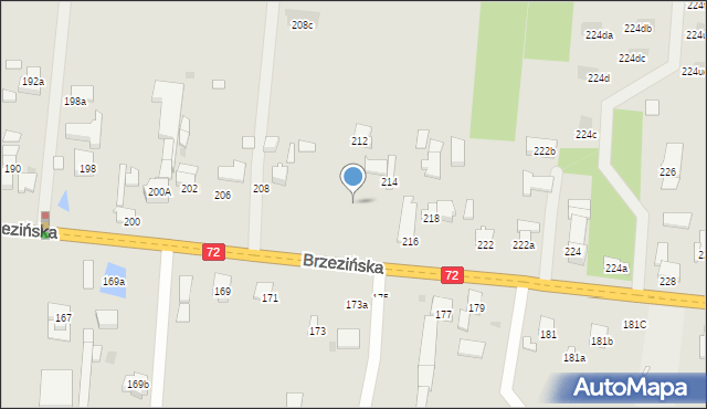 Łódź, Brzezińska, 212, mapa Łodzi