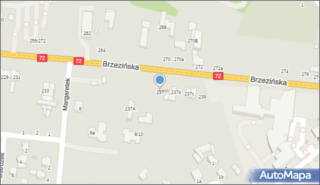 Łódź, Brzezińska, 237, mapa Łodzi