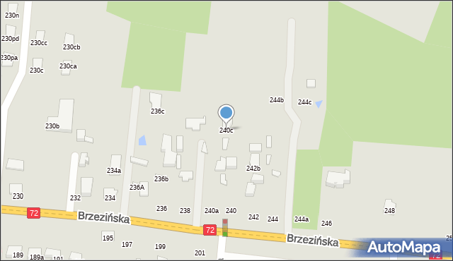 Łódź, Brzezińska, 240c, mapa Łodzi
