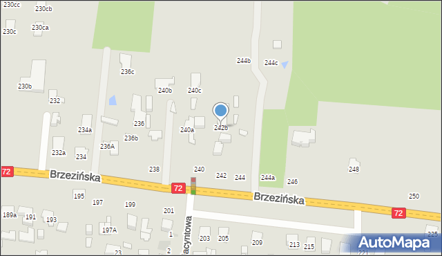 Łódź, Brzezińska, 242b, mapa Łodzi