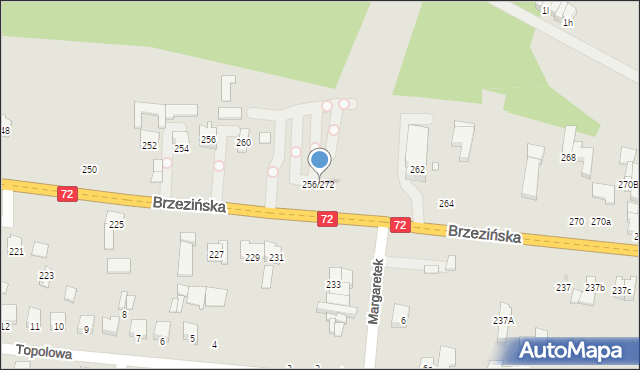 Łódź, Brzezińska, 256/272, mapa Łodzi