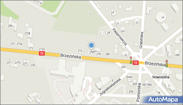 Łódź, Brzezińska, 276, mapa Łodzi