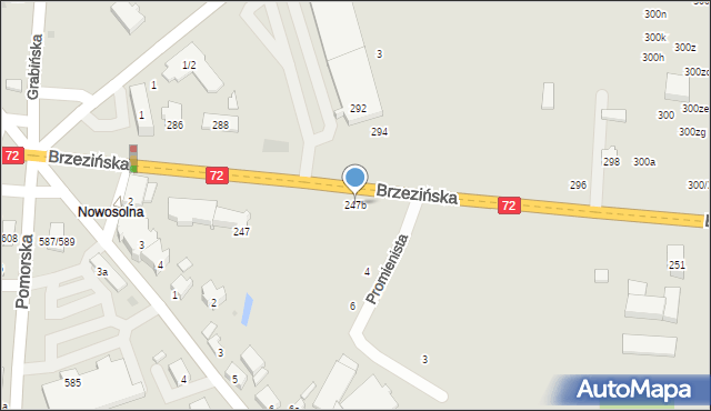 Łódź, Brzezińska, 247b, mapa Łodzi