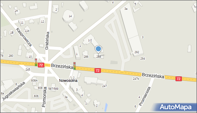 Łódź, Brzezińska, 288, mapa Łodzi