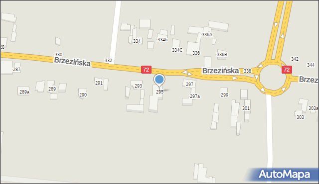 Łódź, Brzezińska, 295, mapa Łodzi