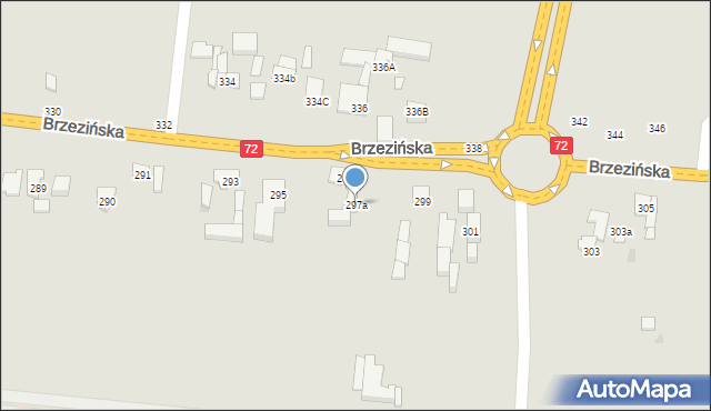 Łódź, Brzezińska, 297a, mapa Łodzi