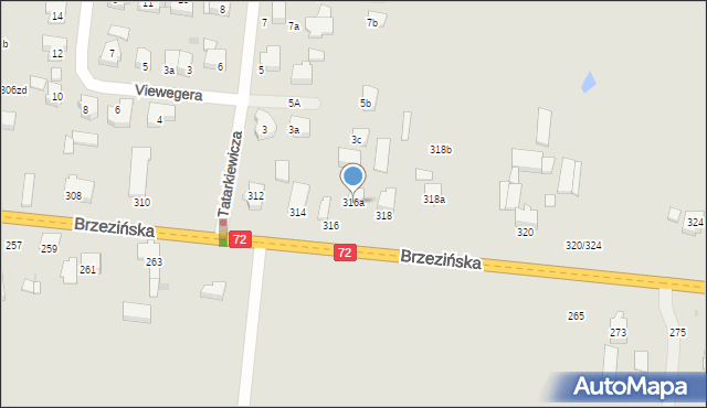 Łódź, Brzezińska, 316a, mapa Łodzi