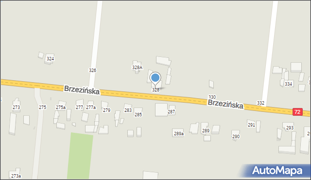 Łódź, Brzezińska, 328, mapa Łodzi