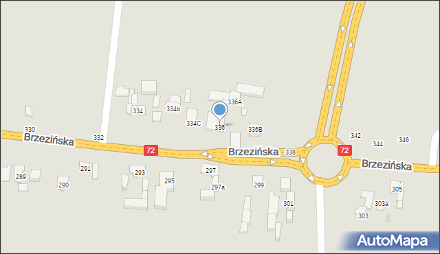 Łódź, Brzezińska, 336, mapa Łodzi