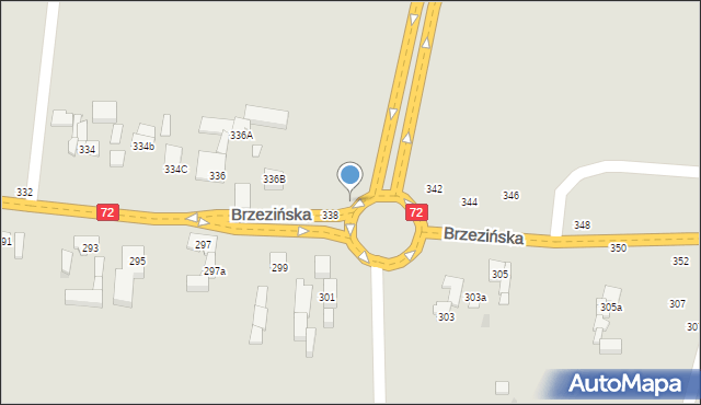 Łódź, Brzezińska, 338A, mapa Łodzi