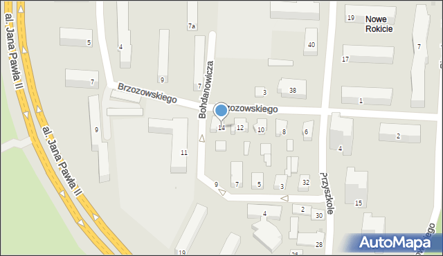 Łódź, Brzozowskiego Stanisława, 14, mapa Łodzi