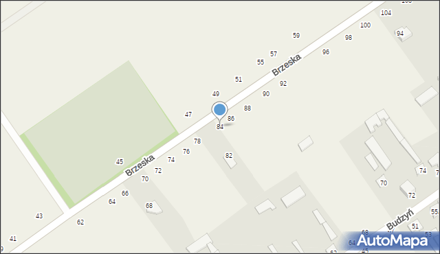 Łomazy, Brzeska, 84, mapa Łomazy