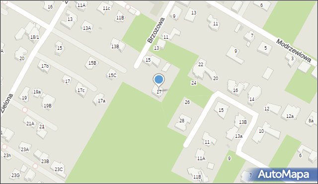 Łomianki, Brzozowa, 17, mapa Łomianki