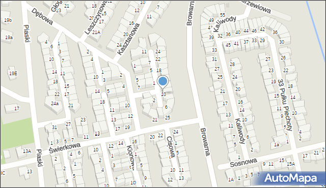 Łomża, Brzozowa, 10, mapa Łomży