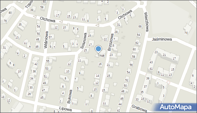 Lubin, Brzozowa, 18a, mapa Lubin