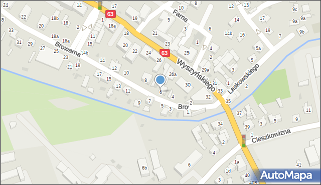 Łuków, Browarna, 6, mapa Łuków