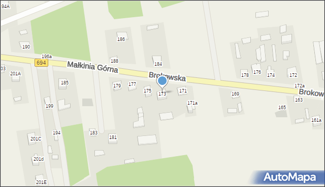 Małkinia Górna, Brokowska, 173, mapa Małkinia Górna