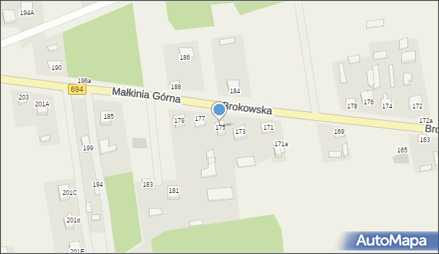 Małkinia Górna, Brokowska, 175, mapa Małkinia Górna