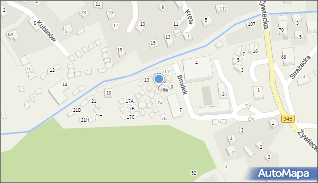 Międzybrodzie Bialskie, Brodek, 9b, mapa Międzybrodzie Bialskie