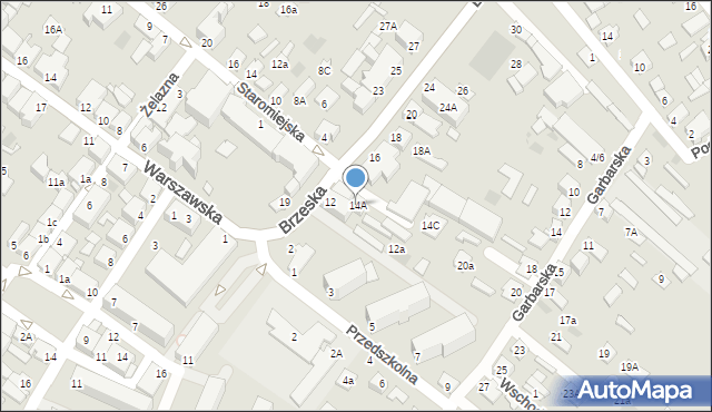 Międzyrzec Podlaski, Brzeska, 14A, mapa Międzyrzec Podlaski