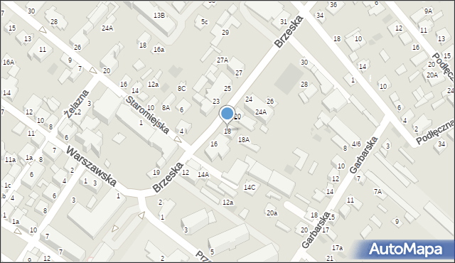 Międzyrzec Podlaski, Brzeska, 18, mapa Międzyrzec Podlaski