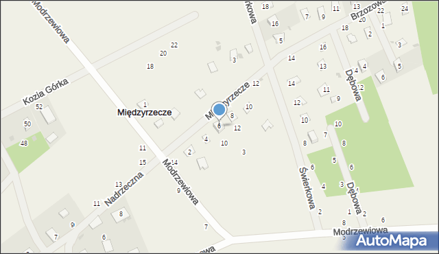 Międzyrzecze, Brzozowa, 6, mapa Międzyrzecze