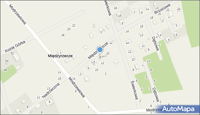 Międzyrzecze, Brzozowa, 8, mapa Międzyrzecze