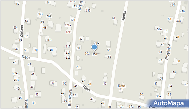 Mikołów, Brzozowa, 30d, mapa Mikołów