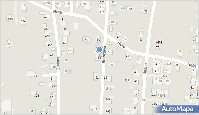 Mikołów, Brzozowa, 55, mapa Mikołów