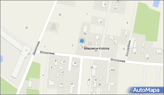 Milejowice, Brzozowa, 5, mapa Milejowice