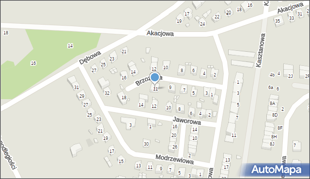 Milicz, Brzozowa, 11, mapa Milicz