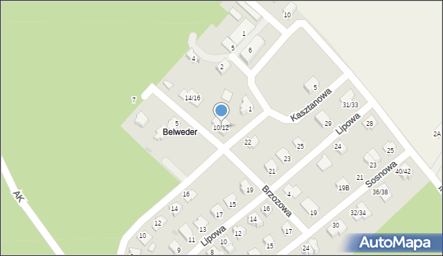 Mogielnica, Brzozowa, 10/12, mapa Mogielnica