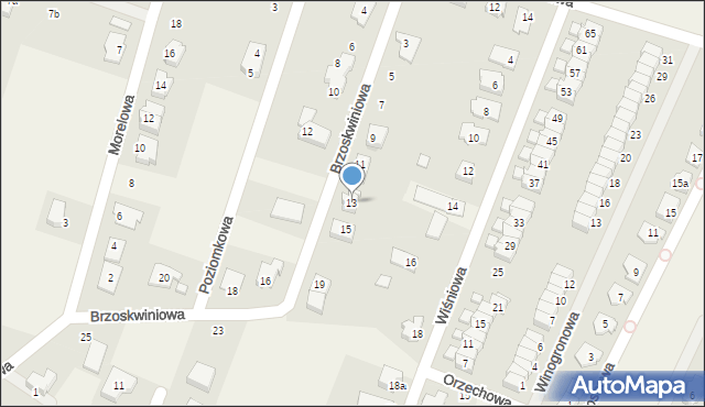 Mokronos Dolny, Brzoskwiniowa, 13, mapa Mokronos Dolny