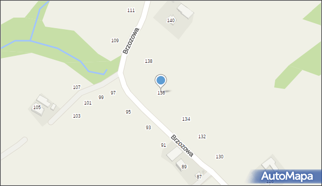 Moszczenica, Brzozowa, 136, mapa Moszczenica