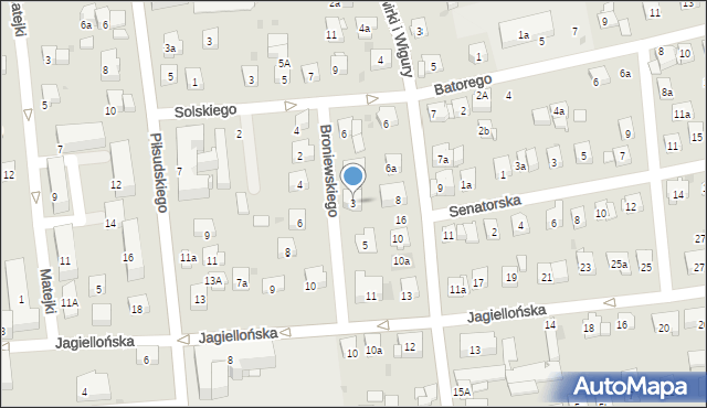 Myślenice, Broniewskiego Władysława, 3, mapa Myślenice