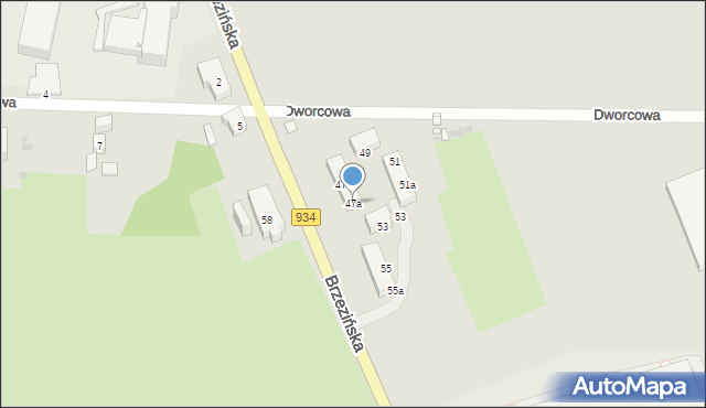 Mysłowice, Brzezińska, 47a, mapa Mysłowice