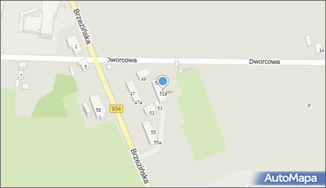 Mysłowice, Brzezińska, 51a, mapa Mysłowice