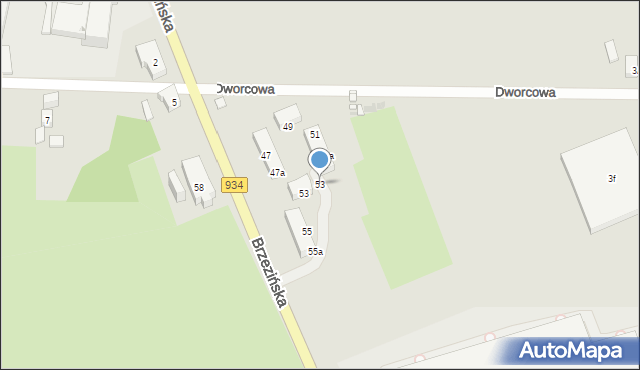 Mysłowice, Brzezińska, 53, mapa Mysłowice