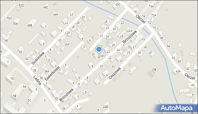 Myszków, Brzozowa, 11, mapa Myszków