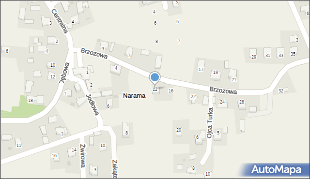 Narama, Brzozowa, 12, mapa Narama