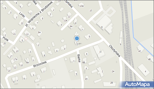 Nidzica, Brzozowa, 2, mapa Nidzica