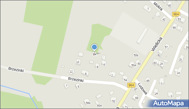 Niepołomice, Brzezinki, 8A, mapa Niepołomice