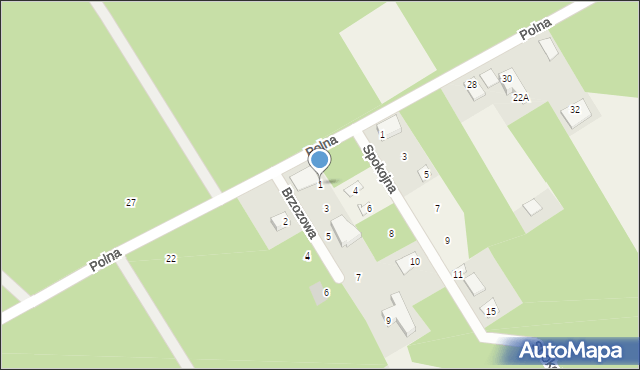 Niewodnica Kościelna, Brzozowa, 1, mapa Niewodnica Kościelna